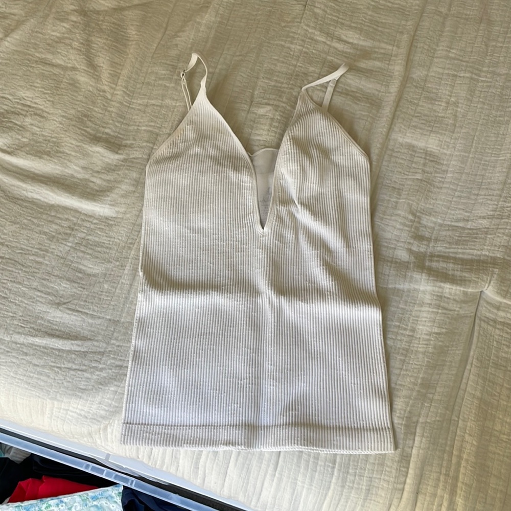 Free People ribbed tank with mesh details